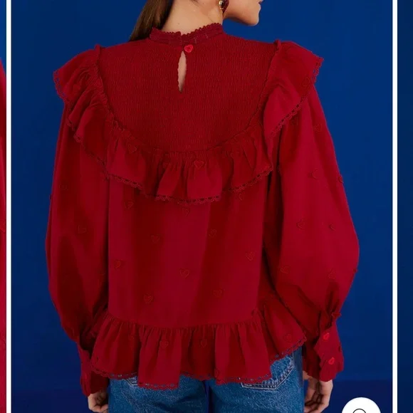 FARM Rio Red Ruffled Blouse - Picture 2 of 12